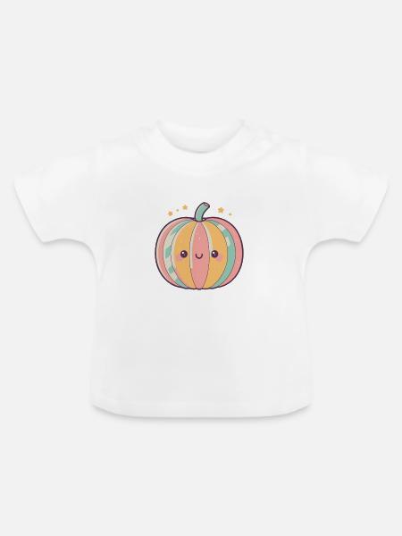 Pastell Kawaii Kürbis Komfort - Baby Bio-T-Shirt mit Rundhals - Weiß