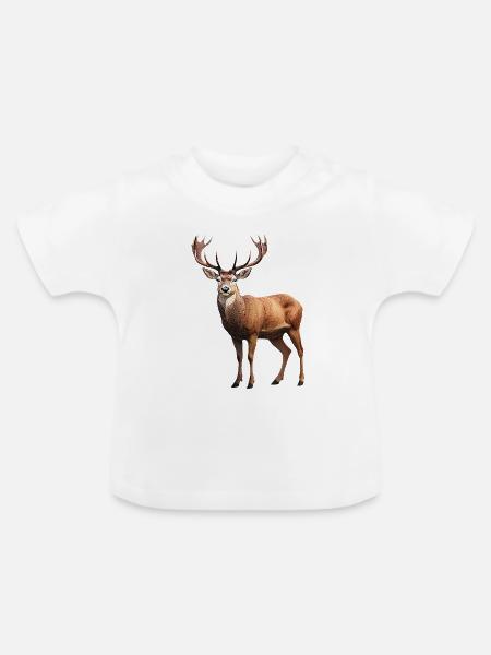 Hirsch - Baby Bio-T-Shirt mit Rundhals - Weiß