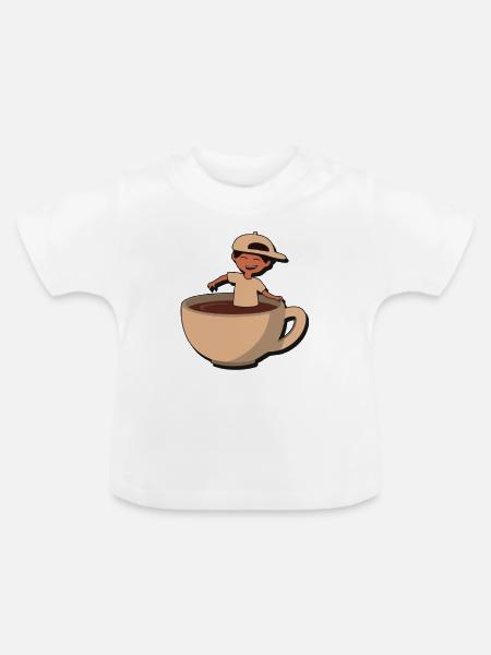 Cup Buddy Kaffeespritzer - Baby Bio-T-Shirt mit Rundhals - Weiß