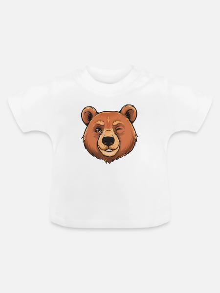 Zwinkender Bär Cartoon - Baby Bio-T-Shirt mit Rundhals - Weiß