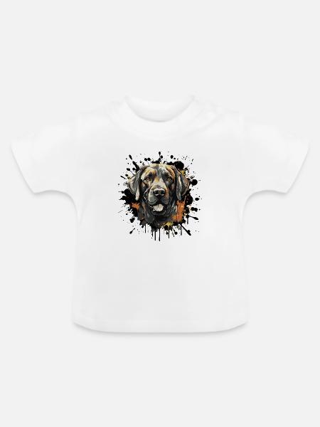 Hundeporträt Wasserspritzer - Baby Bio-T-Shirt mit Rundhals - Weiß