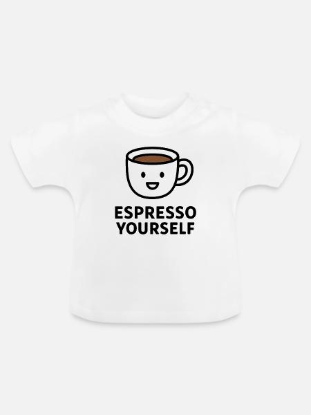 Espresso Yourself Becher - Baby Bio-T-Shirt mit Rundhals - Weiß