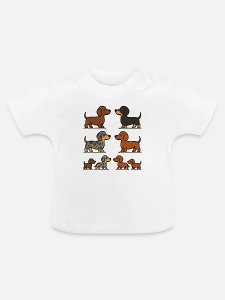 Dachshund Quartet Illustrationspaket - Baby Bio-T-Shirt mit Rundhals - Weiß