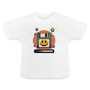 Floppy Disk Retro Internet - Baby Organic T-Shirt with Round Neck - white - Front