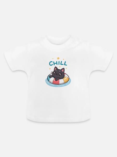 Katzenschwimmende Kühlboje - Baby Bio-T-Shirt mit Rundhals - Weiß