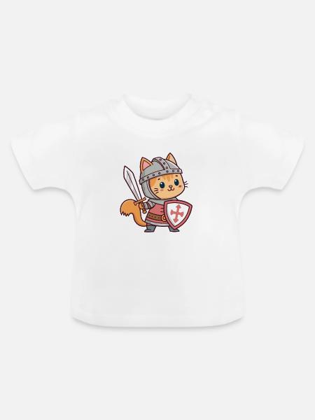 Heroischer Ritterkatze - Baby Bio-T-Shirt mit Rundhals - Weiß