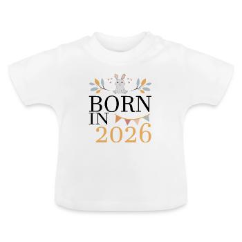 Born in 2026 Baby Hase bald Mama Geschenk - Baby Bio-T-Shirt mit Rundhals - Weiß - Vorne