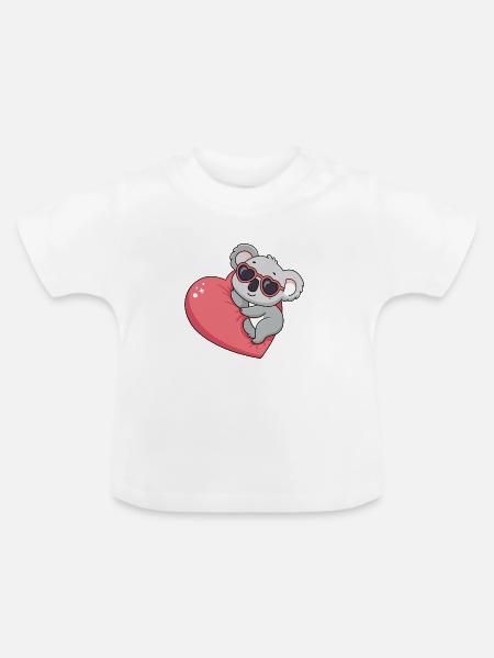 Koala-Herz-Gläser Kawaii - Baby Bio-T-Shirt mit Rundhals - Weiß