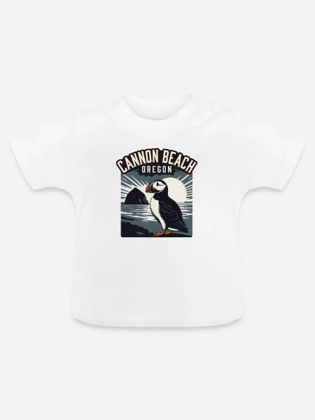 Cannon Beach Oregon - Baby Bio-T-Shirt mit Rundhals - Weiß