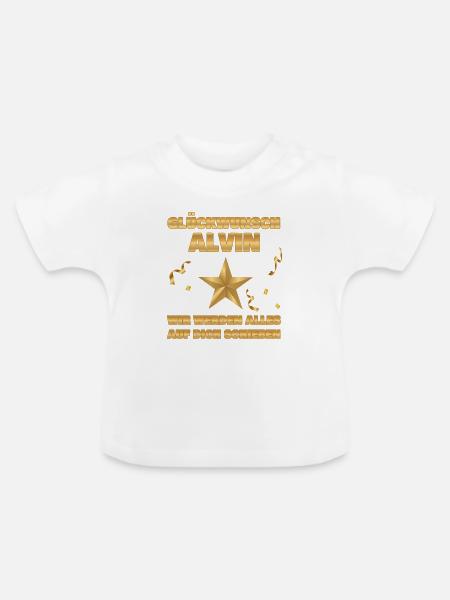 Abschiedsgeschenk Alvin - Baby Bio-T-Shirt mit Rundhals - Weiß