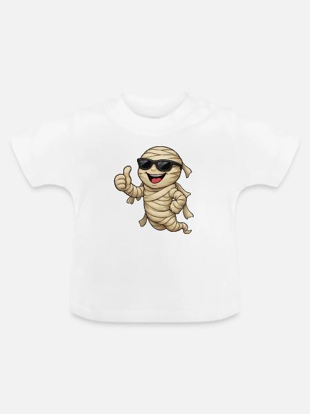 Coole Mumie mit Sonnenbrille - Baby Bio-T-Shirt mit Rundhals - Weiß