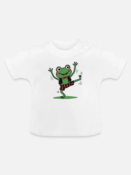 Tanzender Frosch im Anzug - Baby Bio-T-Shirt mit Rundhals - Weiß