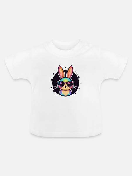 Regenbogenhase-Sonnenbrille - Baby Bio-T-Shirt mit Rundhals - Weiß