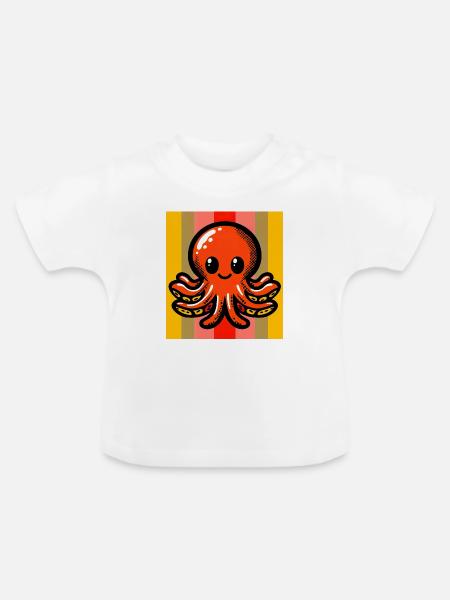 Krake - Baby Bio-T-Shirt mit Rundhals - Weiß