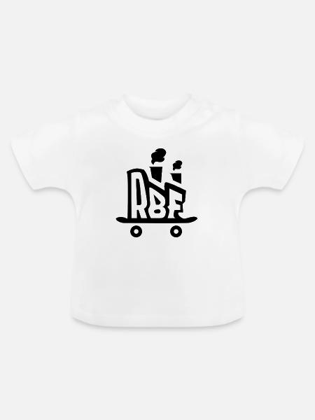 Rollbrett Fabrik Logo schwarz - Baby Bio-T-Shirt mit Rundhals - Weiß