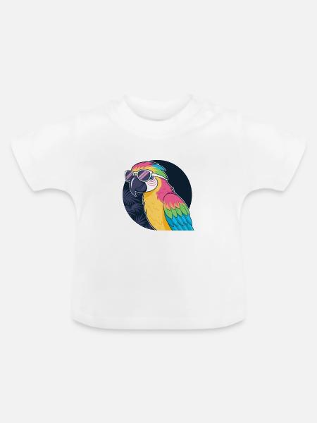 Regenbogenpawitz-Sonnenbrille - Baby Bio-T-Shirt mit Rundhals - Weiß