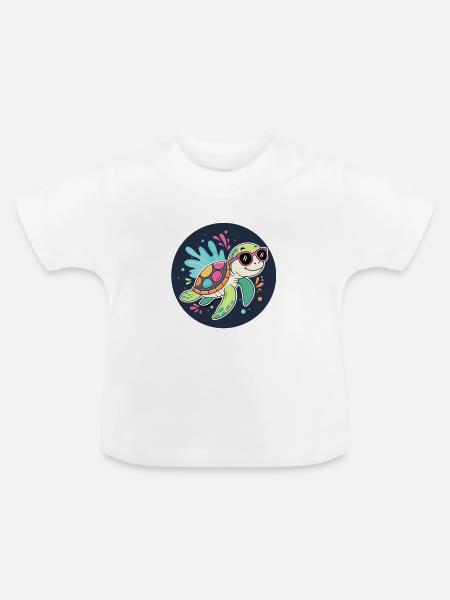 Solare Tropenschildkröte - Baby Bio-T-Shirt mit Rundhals - Weiß