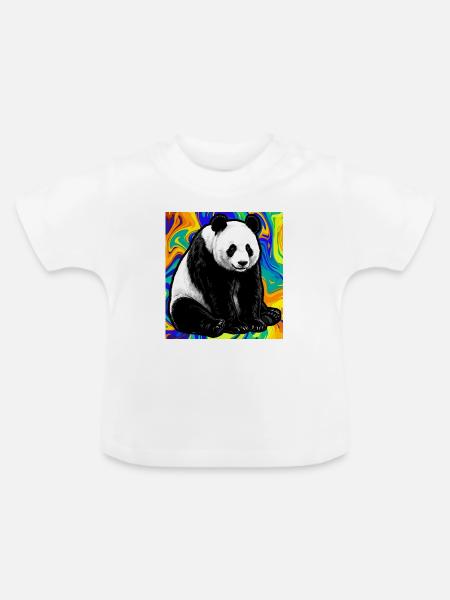 Panda - Baby Bio-T-Shirt mit Rundhals - Weiß
