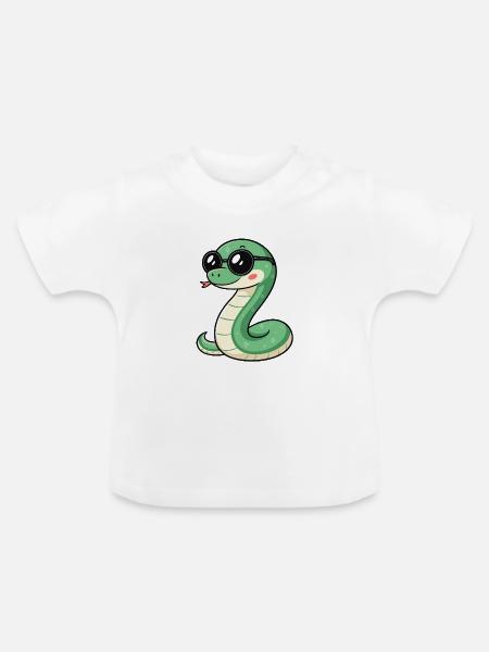 Süße Glam-Schlange mit dunkler Brille - Baby Bio-T-Shirt mit Rundhals - Weiß