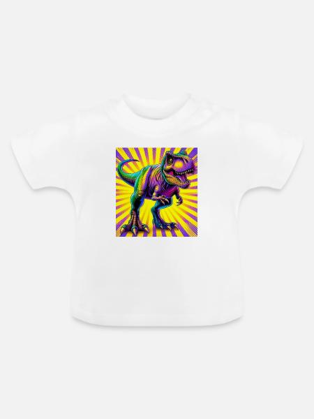 Dinosaurier - Baby Bio-T-Shirt mit Rundhals - Weiß