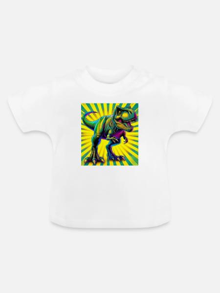 Dinosaurier - Baby Bio-T-Shirt mit Rundhals - Weiß