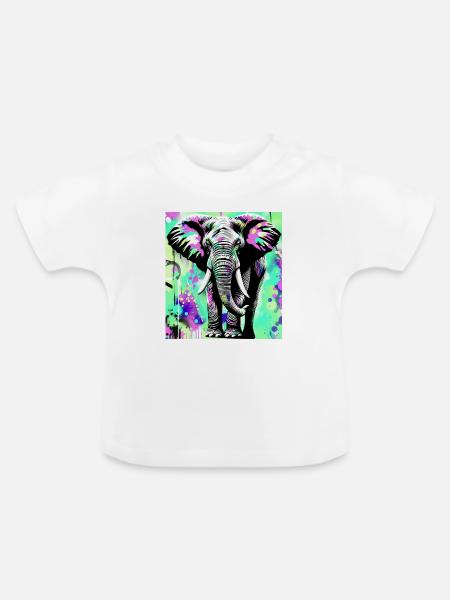 Elefant - Baby Bio-T-Shirt mit Rundhals - Weiß