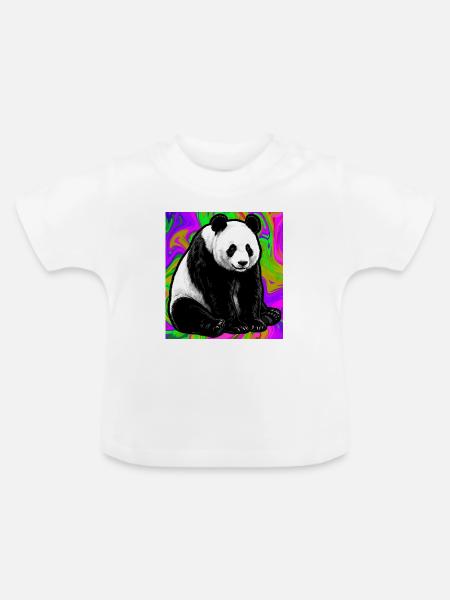 Panda - Baby Bio-T-Shirt mit Rundhals - Weiß