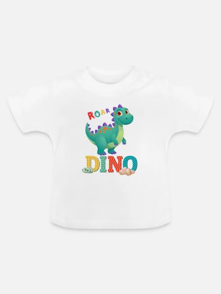 Dino - Baby Bio-T-Shirt mit Rundhals - Weiß