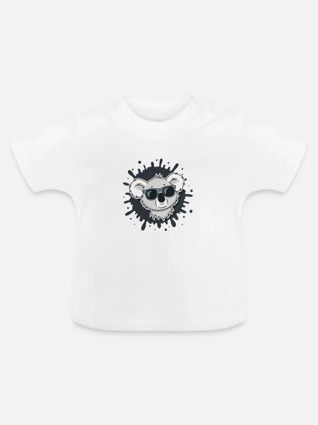 Koala Cool Splash Gläser - Baby Bio-T-Shirt mit Rundhals - Weiß