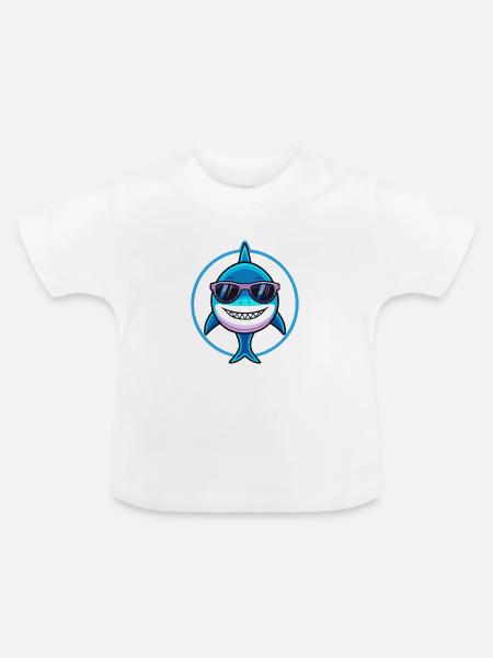 Stylish Shark Sonnenbrille - Baby Bio-T-Shirt mit Rundhals - Weiß