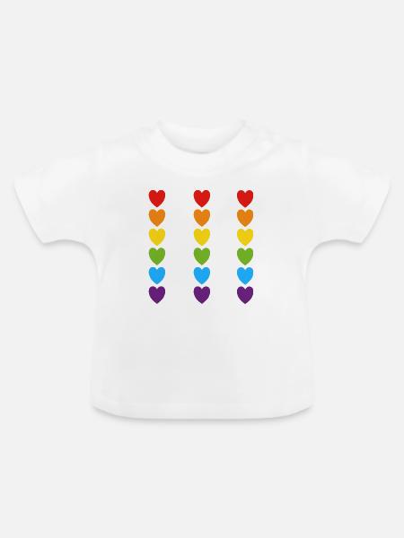 Stolz Regenbogenherzen - Baby Bio-T-Shirt mit Rundhals - Weiß