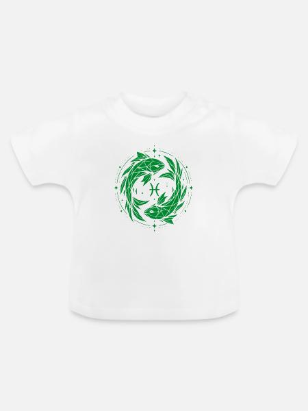 Fische Symbol – Sanft & Modern - Baby Bio-T-Shirt mit Rundhals - Weiß