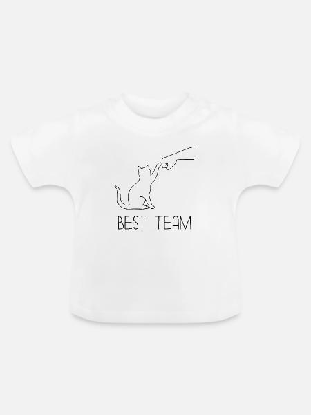 Katze Team Faust - Baby Bio-T-Shirt mit Rundhals - Weiß