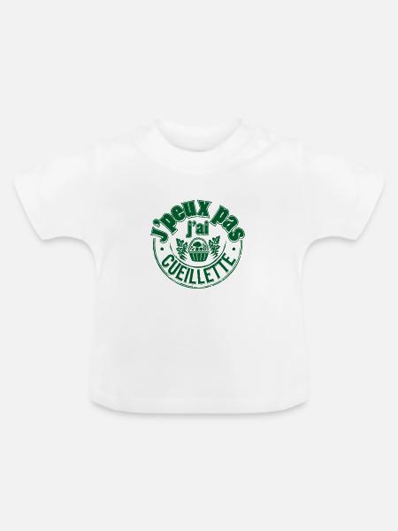 Grünes Blumenkorbabzeichen - Baby Bio-T-Shirt mit Rundhals - Weiß