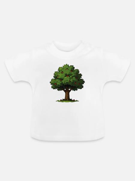 Apfelbaum im Waldstil - Baby Bio-T-Shirt mit Rundhals - Weiß