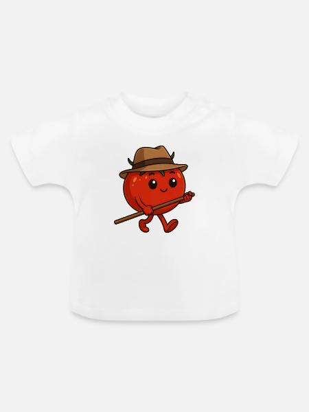 Tomate auf Wanderschaft - Baby Bio-T-Shirt mit Rundhals - Weiß