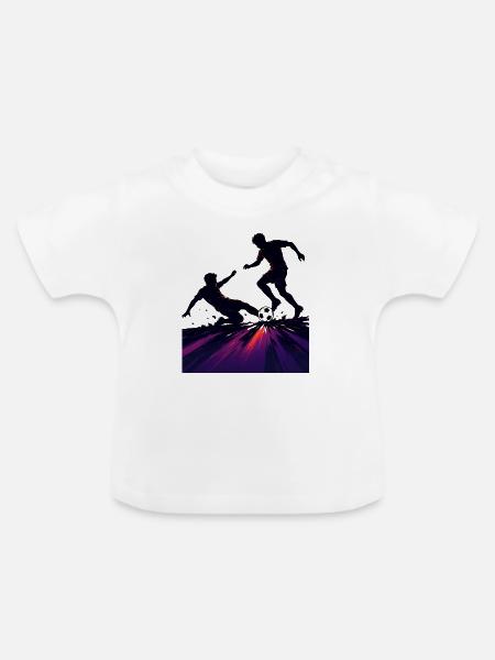 Fußballspieler Comic Kopfball Duell bunt - Baby Bio-T-Shirt mit Rundhals - Weiß