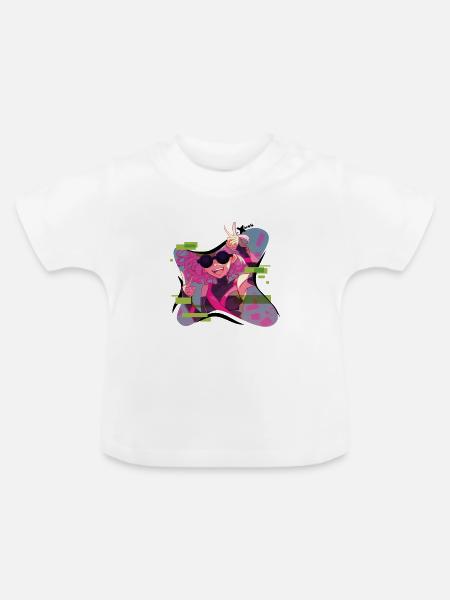 Kirsch-Xenoscard-Energie - Baby Bio-T-Shirt mit Rundhals - Weiß