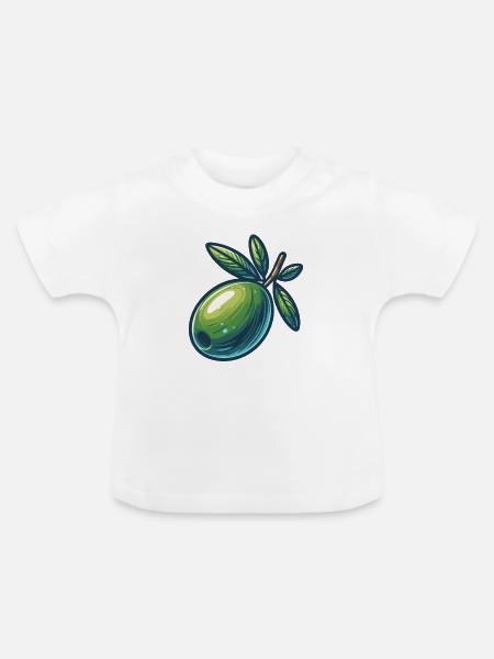 Stilisierter Olivensmaragd - Baby Bio-T-Shirt mit Rundhals - Weiß
