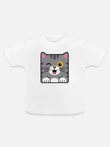Katze - Baby Bio-T-Shirt mit Rundhals - Weiß