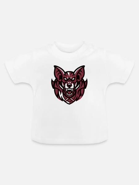 Wolf Maskottchen Logo - Baby Bio-T-Shirt mit Rundhals - Weiß