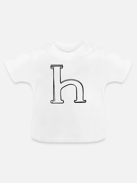 Kleinbuchstabe h handgezeichnet - Baby Bio-T-Shirt mit Rundhals - Weiß