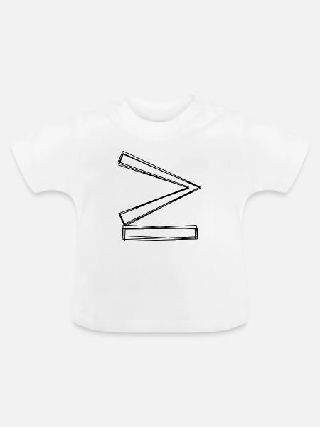 Größer gleich handgezeichnet - Baby Bio-T-Shirt mit Rundhals - Weiß