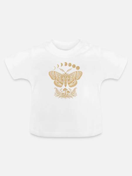 Der Nachtfalter unter den Mondphasen - Baby Bio-T-Shirt mit Rundhals - Weiß