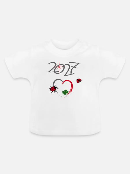 Neujahr 2027 Glücksdesign - Baby Bio-T-Shirt mit Rundhals - Weiß