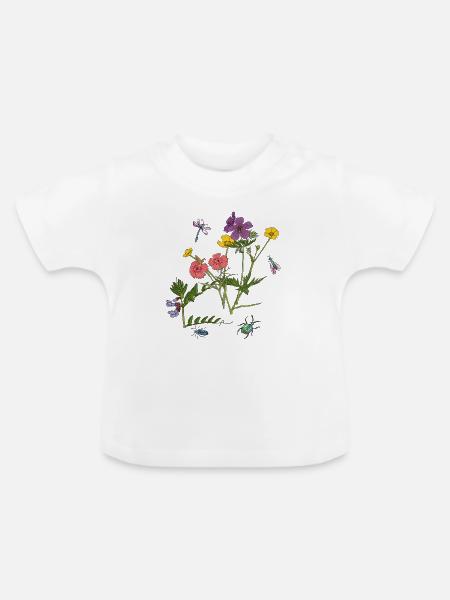 Blumenwiese - Baby Bio-T-Shirt mit Rundhals - Weiß