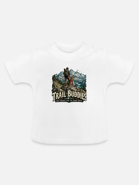 Trail Buddies – Wandern mit Hund - Baby Bio-T-Shirt mit Rundhals - Weiß