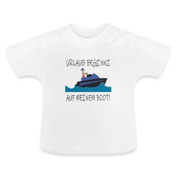 Urlaub beginnt auf mein Boot Sommer Meer Kapitän - Baby Bio-T-Shirt mit Rundhals - Weiß - Vorne
