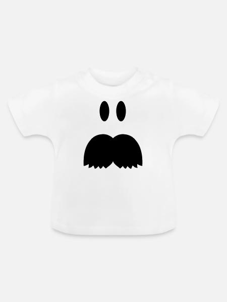 Bart Mustache - Baby Bio-T-Shirt mit Rundhals - Weiß