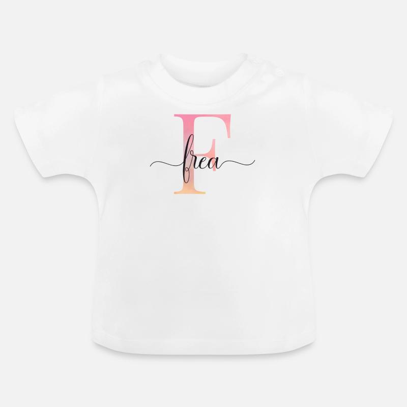 F| Monogramme | Nom | FreaAquarelle - T-shirt bio col rond Bébé - blanc
